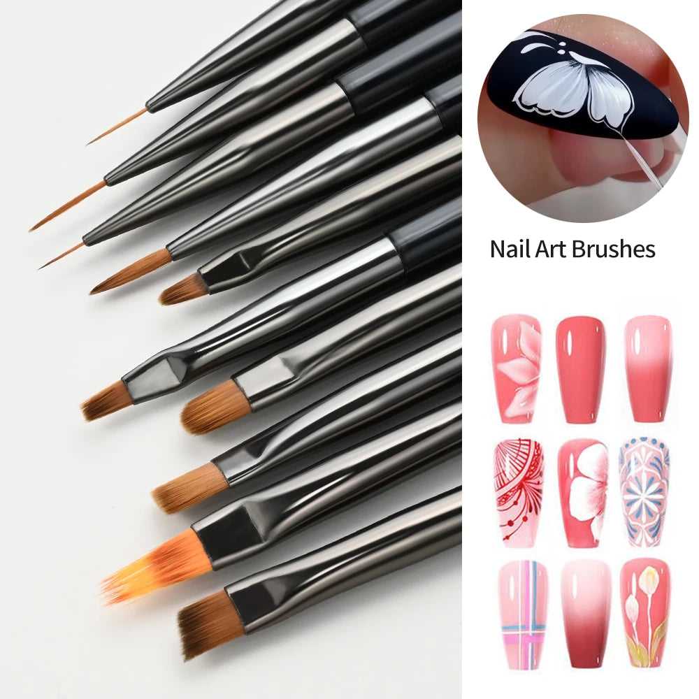 10‑Piece Nail Art Brush Pen Set – UV Gel Liner & Detail Brushes for Acrylic, Gel Polish, DIY Manicure & Professional Nail Designs